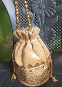 Golden Beaded Pouch