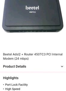 Beetel Adsl2+Router 450TC3 PCI Internal Modern