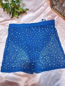 Blue Sequin Shorts