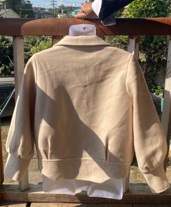 Light beige wool blend crop coat