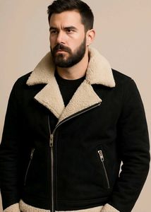 Black Suede Jacket with Faux Fur Lining