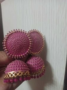 Pink Jhumka Earrings