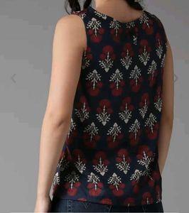 Here And Now Women Navy Blue Printed Top