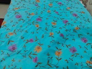 Blue Pure Chiffon Saree