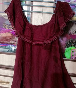 Maroon Off-Shoulder Top