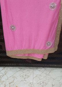 Pink Embroidered Saree