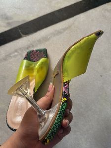 Styleaves Transparent Snake Print Mules - Size 39