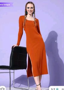 Chic Orange Midi Dress