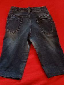 Knee Length Denim Blue Shorts