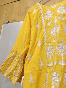 Yellow Embroidered Kurti