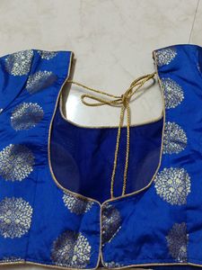 Blue Silk Stiched Blouse Padded Size: 30&#34;/32&#34;/34