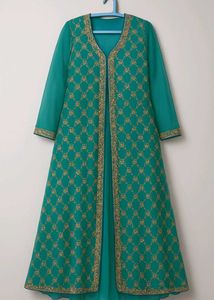 Green 2piece Dress Long Gown Full Flare