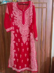 Red Embroidered Kurti
