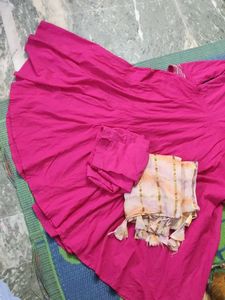 Pink Salwar Suit with Dupatta Flare 5 Meter