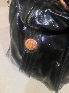 Mimco Black Patent Leather Shoulder Bag