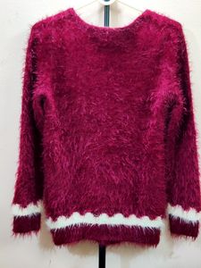 Premium imported red, pearl-embellished sweater