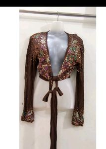 Sequin Embellished Brown Bolero