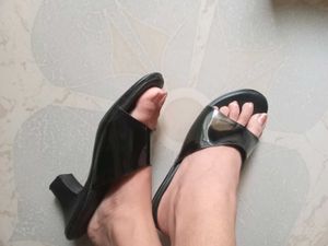 Golden+black Heels
