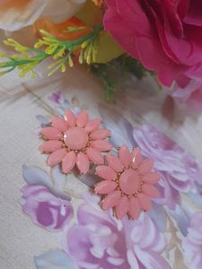 Pink Color Flower Earings