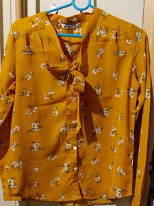 Floral Mustard Colour Shirt