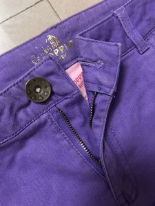 purple mini Y2K denim shorts