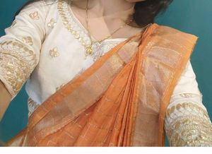 Elegant Orange Cotton Saree