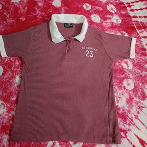 Blush Ribbed Polo Top 🩷