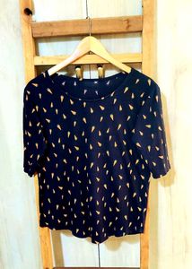 Black Printed Cotton Top Size-36
