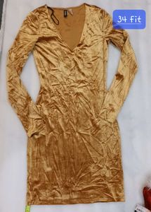 Gold Velvet Mini strechable dress