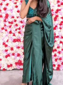 Prestiched Green Saree