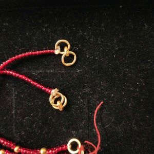 22k Pure 3+3=6 Gold Moti Handmade Kaan Chain 1pair