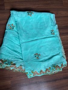 Sea Green Saree With Blouse