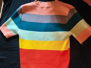 Women Causal Rainbow Top Short Sleeve
