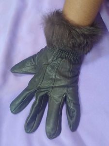 Leather Gloves with Fur Cuff