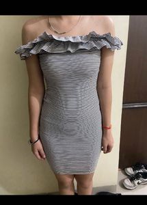 Striped Off-the-Shoulder Dress