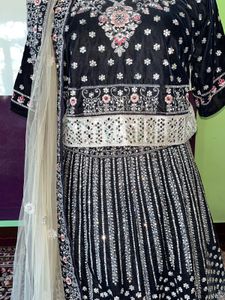 Black Velvet Embellished Lehenga