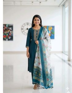 Elegant Teal Kurta Set ,XS Size