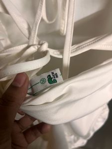 White Cutout Ruffle Mini Dress