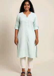 xxl silver zari print sky blue kurta