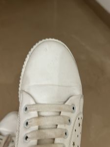 White Shoes with Cute Golden Design