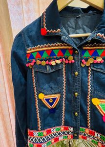 Colorful Boho Denim Summer Jacket/ Brand New