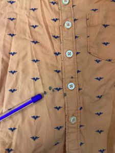 Boys Orange Printed Shirt