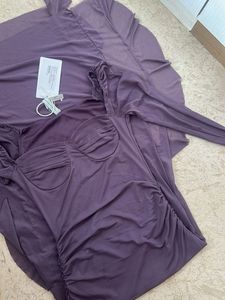 NEWME - Purple Sweetheart Neck Dress With Ruffle💜
