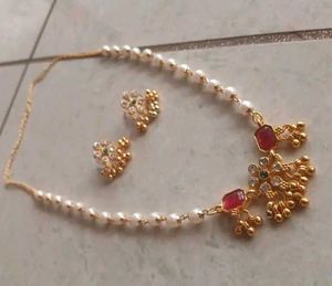 Combo Jewellery Gold Plated Green, Pink , diamond