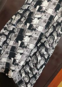 Black &amp; White Printed Anarkali Kurti For 40 Bust