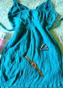 TEAL SPAGHETTI STRAPS DRESS