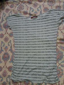 White And Grey Striped Top