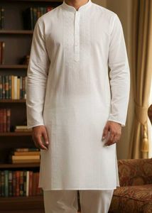 White Kurta and pajama set.100%cotton