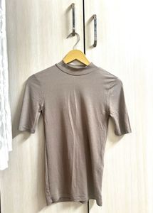 Zara - Nude High Neck T-shirt
