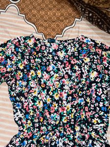 Black short floral dress